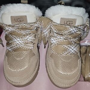 UGG  Tan Faux-Fur Lined Lace-Up Boots